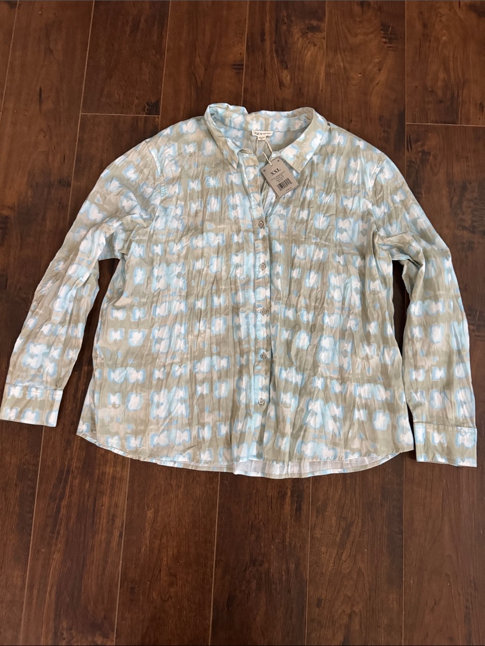 NWT NZ by Nic+Zoe Shibori Core Cotton Crinkle Shirt